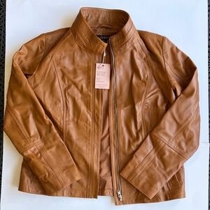 Quince Tan Leather Zip-Front Jacket